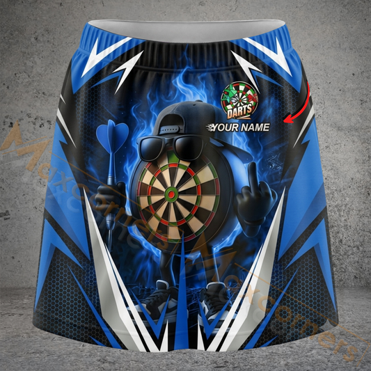 Maxcorners Darts Flame Cool Streetwear Dartboard Character Personalized 3D Skirts With Shorts