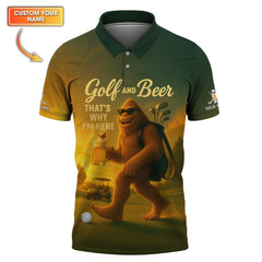 Maxcorners Personalized Funny Golf Shirt, Golf And Beer Polos, Bigfoot Golf Shirt For Men's
