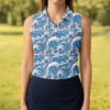 Maxcorners Blue Ocean Wave Pattern Golf Shirt, Women’s Golf Tops, Golf Shirts For Women, Printed Golf Shirt LM1507