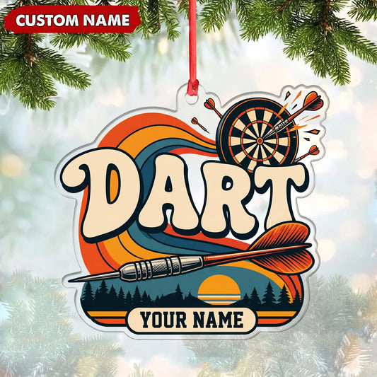 Maxcorners Darts Lover Dart Lettering, Target Board, Crossed Darts Personalized Name Ornament 2D Flat
