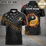 Maxcorners Ball 8 And Ball 9 Flame American Flag Pattern Billiard Personalized Name, Team Name 3D Shirt