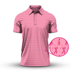Maxcorners Pattern Golf Shirt, Breast Cancer Golf Shirt For Golfer, Crazy Golf Shirt For Men