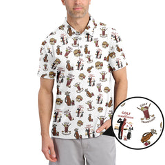 Maxcorners Transfusion Golf Shirt, Golf Transfusion Drink Pattern Polos, Men's Golf Shirts
