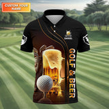 Maxcorners Golf And Beer Custom Men's Golf Polo Shirt, Funny Golf Shirt, Gift For Golfers