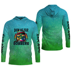 Maxcorners Show Me Your Bobbers Shirt, Green Blue Neon Men Fishing Shirt, Funny Fishing Shirt, SPF Shirt