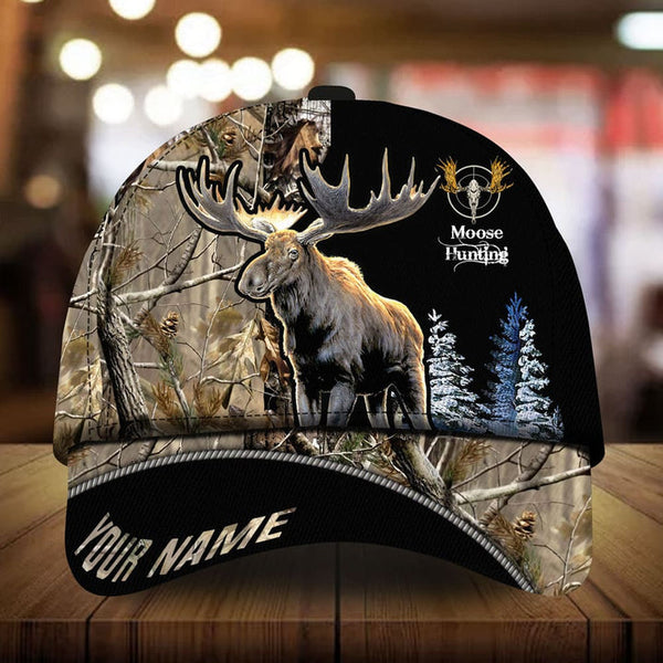 Maxcorners Premium Loralle Moose Hunting Camo Pattern 3D Multicolor Personalized Cap