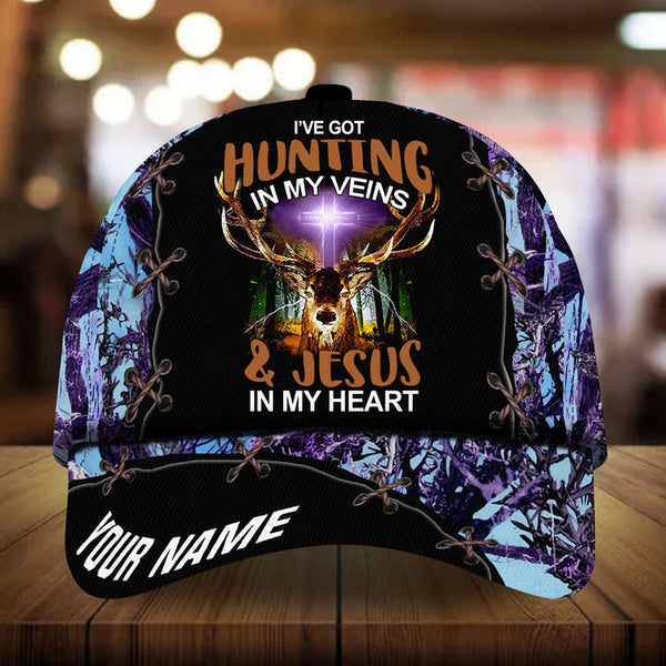 Maxcorners I've Got Hunting In My Heart Jesus In my Veins 3D Multicolor Personalized Cap