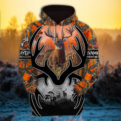 Maxcorners The New Unique Deerhorn Hunting Personalized Name 3D Shirt