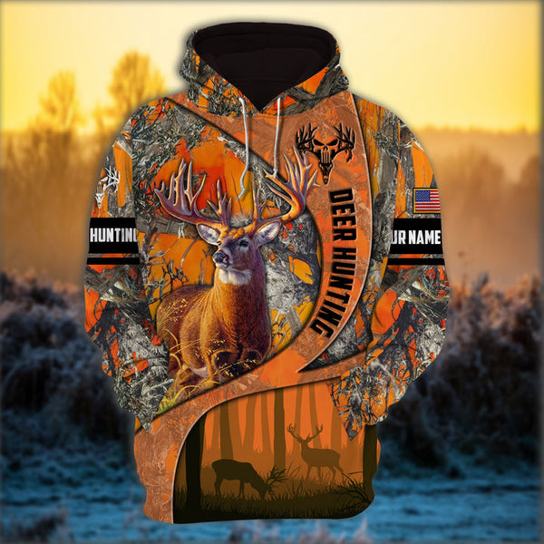 Maxcorners Super Unique Deer Hunting Personalized Name 3D Shirt