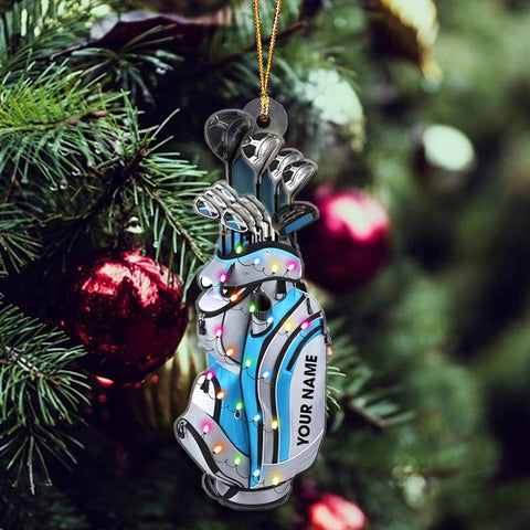 Maxcorners Custom Golf Bag Acrylic Ornament, Acrylic Keychains, Xmas Ornament, Christmas Golf Gift