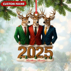 Maxcorners Personalized Brothers Forever 2025 Christmas Ornament, Custom Name Deer Trio in Suits, Funny Family Brother Gift Decor MT2411