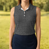 Maxcorners Black Text Pattern Golf Polo Shirt, Women’s Golf Apparel, Golf Shirts For Women LM1507
