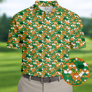 Maxcorners Naughty Fun Adult Humor St Patrick's Day Golf Shirt, Green Orange White Polo Shirts For Men