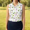 Maxcorners Pink Flamingo Golf Cart Cactus Hawaiian Golf Shirt, Women’s Golf Polo, Performance Golf Shirt LM1507