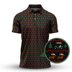 Maxcorners Dog Pattern Golf Shirt, Dachshund Golf Shirt, Christmas Golf Shirt For Men, Funny Golf Shirt For Golfer
