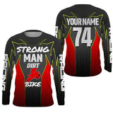 Red custom motocross jersey men women UPF30+ Strong Man Dirt Bike off-road shirt motorcycle