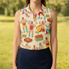 Maxcorners Beige Lucha Libre Mexican Wrestler Pattern Golf Shirt, Women's Golf Tops, Printed Golf Shirt LM1507