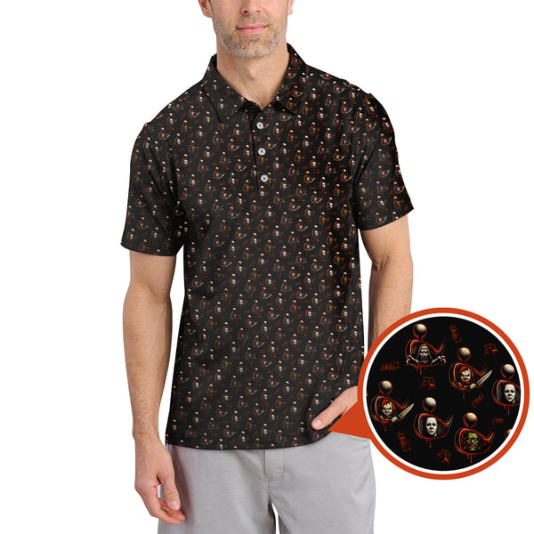 Maxcorners Halloween Golf Shirt For Golfer, Pattern Golf Shirt, Crazy Golf Shirt For Men
