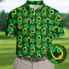 Maxcorners Four Leaf Clovers Golden Horseshoes St Patrick's Day Golf Shirt, Polo Shirts For Men, Golf Shirts For Men