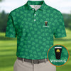 Maxcorners Vitamin G Shamrock Pattern Golf And Beer Green Golf Shirt, St Patrick's Day Golf Shirt, Polo Shirts For Men
