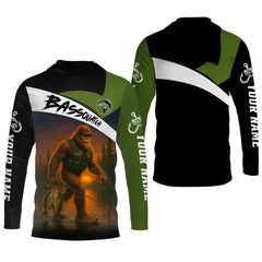 Maxcorners Bassquatch Bigfoot Fishing Shirt, SPF Shirt For Men, Fishing Jersey, Presents For Fishermen