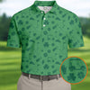 Maxcorners Dark Green Golf Items Seamless Pattern St. Patrick’s Day Shamrock Golf Shirt, Golf Shirts For Men