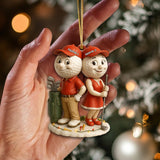 Maxcorners Custom Name Golf Couple Ornament – Personalized Golf Ball Head Design – Cute Christmas Gift for Golfers and Sports Lovers MT1611