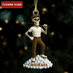 Maxcorners Funny Skeleton Male Golfer Acrylic Ornaments, Golf Christmas Gifts, Funny Golf Presents LM1611