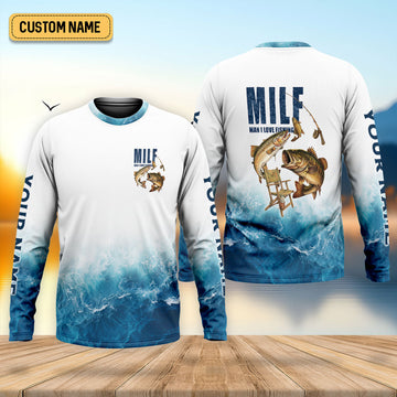 Maxcorners Funny MILF Man I Love Fishing Shirt, Custom Name Fisherman Gift for Men, Fishing UPF Shirts