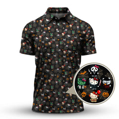 Maxcorners Halloween Golf Shirt, Pattern Golf Shirt For Golfer, Funny Golf Shirt For Men