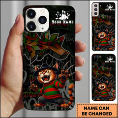 Maxcorners Bowling Cat Graffiti Street Art Personalized Name Phone Case