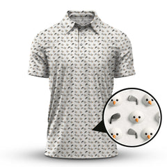 Maxcorners Christmas Golf Shirt, Golf Ball Snowman Shirt, Funny Pattern Golf Shirt For Men
