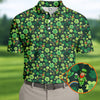 Maxcorners Shamrock St Patrick's Day Dark Green Golf Shirt, Polo Shirts For Men, Golf Shirts For Men, Golfing Apparel
