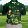 Maxcorners Hello Darkness Four Leaf Clover St Patricks Day Fun Golf Shirts For Men, St Patrick's Green Polo Shirts For Men