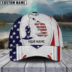 Maxcorners Large Mouth Bass Fishing American Dusty Style Customized Name 3D Cap