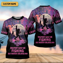 Maxcorners Bigfoot Saw Me Fishing But Nobody Believes Him Funny Fishing Shirt, SPF Shirt For Men