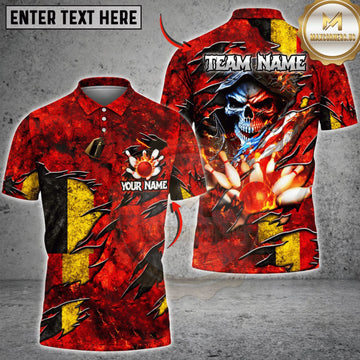 Maxcorners Bowling Spanish Flag Fiery Samurai Personalized Name 3D Unisex Shirt