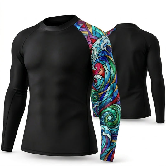 Maxcorners Personalized Tropical Tattoo Black Shirt with Colorful Tropical Sleeve Art 3D All Over Printed Shirts, Best Gifts for Tattoo Lovers