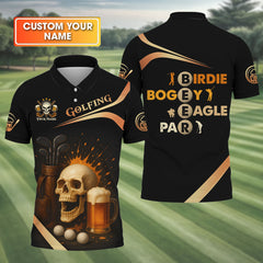 Maxcorners Funny Skull Beer Customize Golf Shirts For Men, Golfing Shirt, Best Gifts For Golfers, Dad Golf Gift LM2406