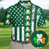 Maxcorners Irish Shamrock Vertical Stripes St Patrick's Day Golf Shirt, Polo Shirts For Men, Golf Shirts For Men