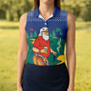 Maxcorners Funny Retro Golfer Drinking Beer Paisley Polo Shirt, Golf Shirts For Women, Women’s Golf Apparel LM1507