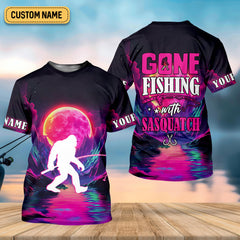 Maxcorners Gone Fishing With Sasquatch Fishing UPF Shirts, Funny Fishing Shirt, Bigfoot Fishing Shirts For Men