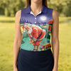 Maxcorners Women's Santa Night Golf Scene Golf Shirt, Christmas Golf Shirt, Women’s Golf Apparel LM1507