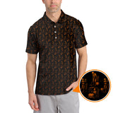 Maxcorners Halloween Skeleton Golf Shirt, Funny Pattern Golf Polos For Men, Spooky Golf Cart & Pumpkin Shirts