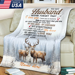 Maxcorners Personalized To My Husband Hunting Deer Fleece Blanket – Custom Name Gift for Husband, Anniversary LM1611