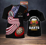 Maxcorners  Customized 3D Drinking Beer Team Dart Shirt, Dart T shirt, Gift For Dart Lover American Flag Pattern