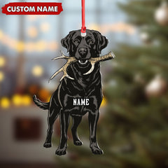 Maxcorners Personalized Black Lab Dog Christmas Ornament - Personalized Hunting Dog Acrylic Decor LM0411