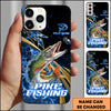 Maxcorners Pike Splash Water Lightning Stripe Dark Blue Art Golden Line  Personalized Name Phone Case