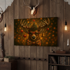 Maxcorners Deer Christmas Party 3D Wrapped Canvas