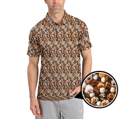 Maxcorners Paw Pattern Golf Shirt For Pet Lover, Funny Golf Polos, Crazy Golf Shirts For Golfers